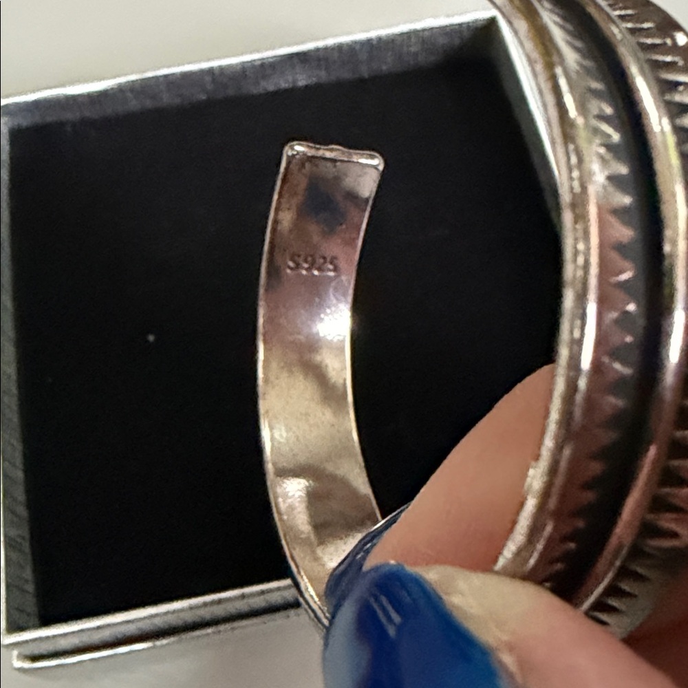Minimalist Tooth Sterling Silver Cuff Bangle Bracelet - Picture 5 of 8